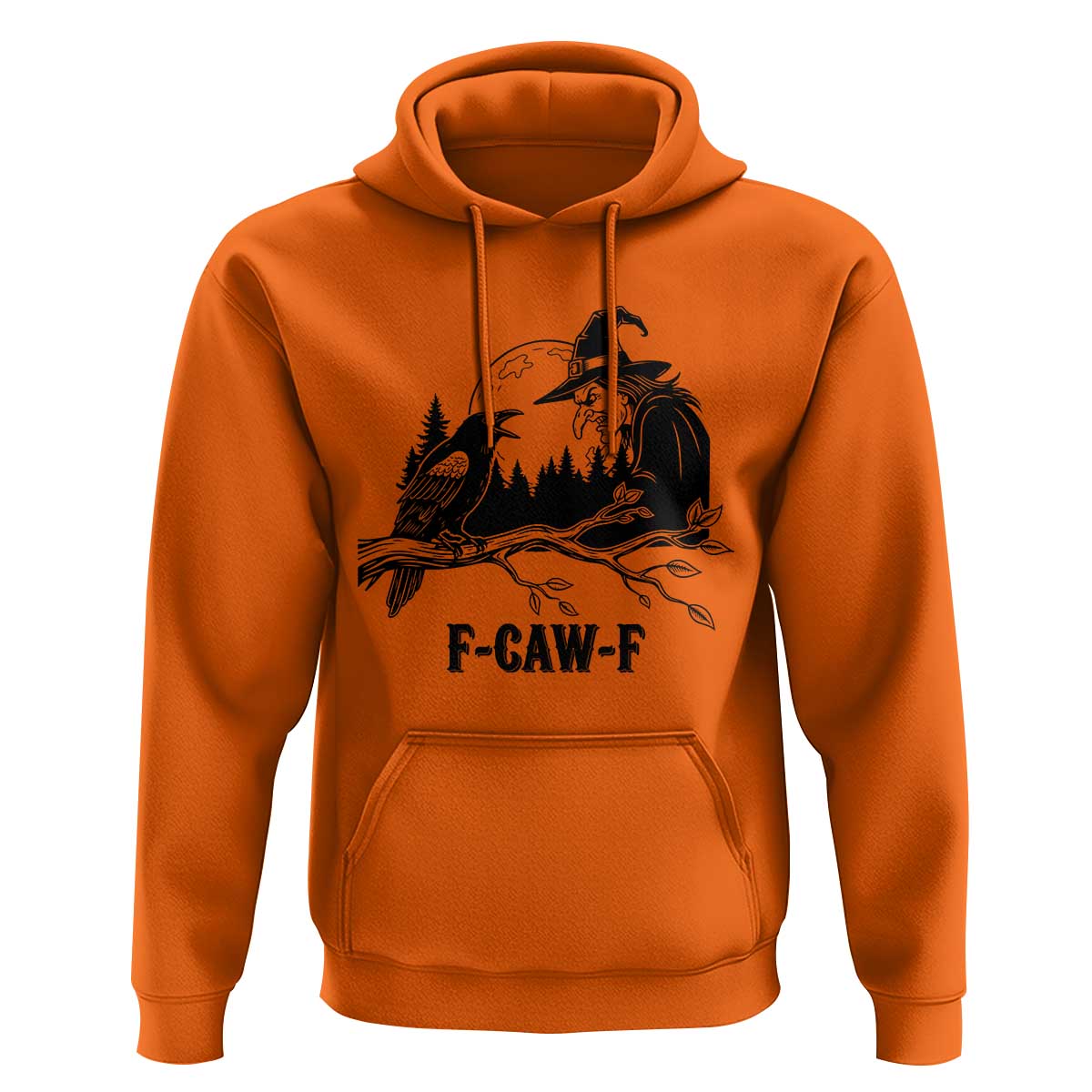 F Caw F Gothic Raven and Witch Hoodie Funny Halloween Spooky October Vibes - Wonder Print Shop