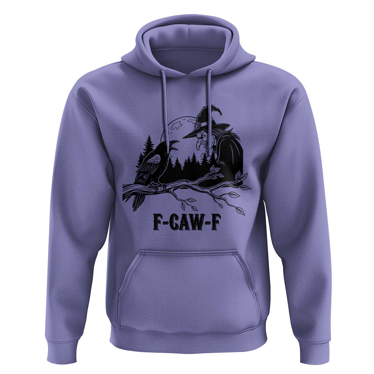 F Caw F Gothic Raven and Witch Hoodie Funny Halloween Spooky October Vibes - Wonder Print Shop