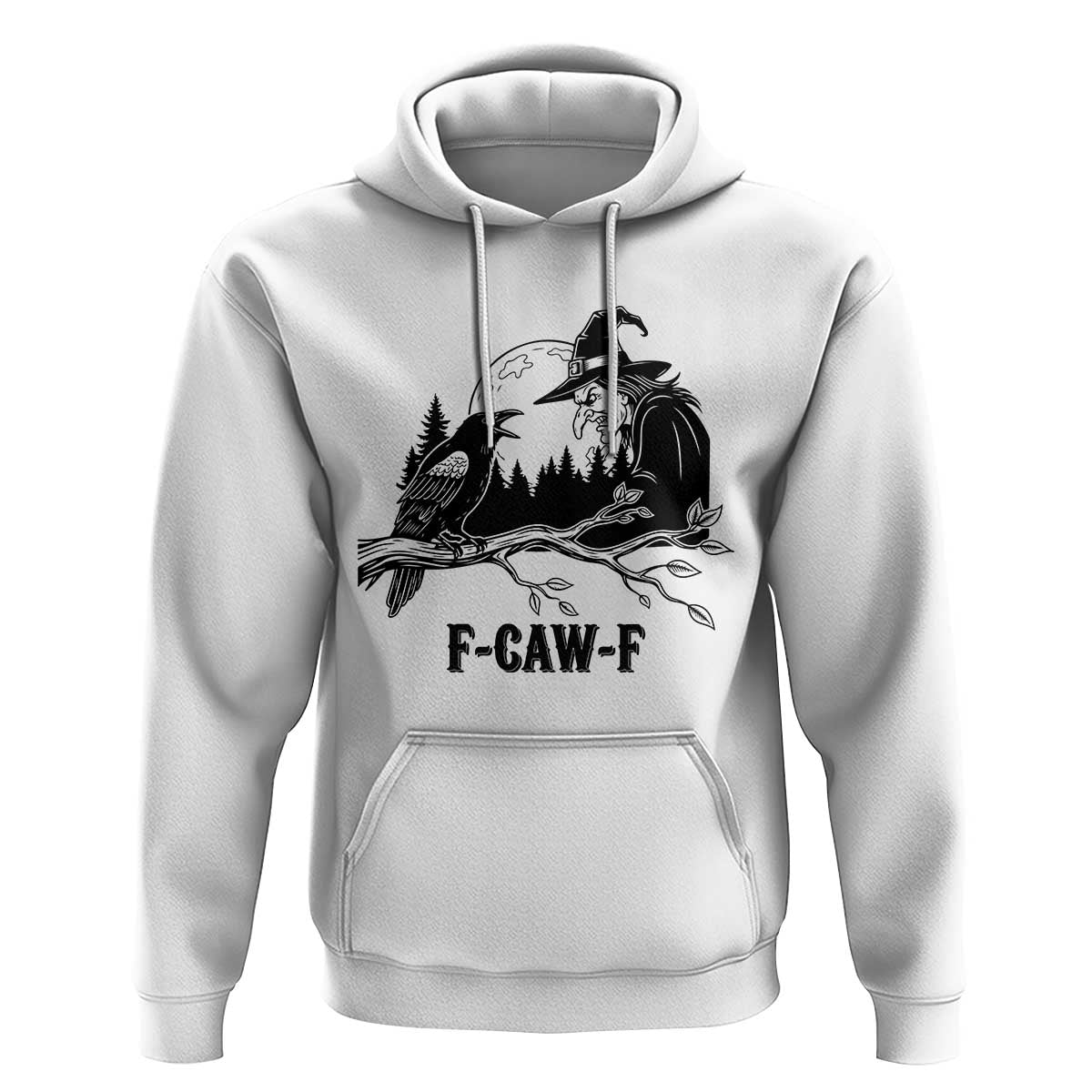 F Caw F Gothic Raven and Witch Hoodie Funny Halloween Spooky October Vibes - Wonder Print Shop