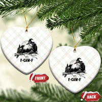 F Caw F Gothic Raven and Witch Ceramic Ornament Funny Halloween Spooky October Vibes - Wonder Print Shop