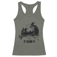F Caw F Gothic Raven and Witch Racerback Tank Top Funny Halloween Spooky October Vibes - Wonder Print Shop