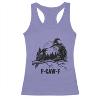 F Caw F Gothic Raven and Witch Racerback Tank Top Funny Halloween Spooky October Vibes - Wonder Print Shop