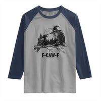 F Caw F Gothic Raven and Witch Raglan Shirt Funny Halloween Spooky October Vibes - Wonder Print Shop