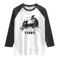 F Caw F Gothic Raven and Witch Raglan Shirt Funny Halloween Spooky October Vibes - Wonder Print Shop