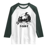 F Caw F Gothic Raven and Witch Raglan Shirt Funny Halloween Spooky October Vibes - Wonder Print Shop