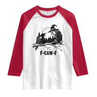 F Caw F Gothic Raven and Witch Raglan Shirt Funny Halloween Spooky October Vibes - Wonder Print Shop