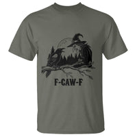 F Caw F Gothic Raven and Witch T Shirt Funny Halloween Spooky October Vibes - Wonder Print Shop