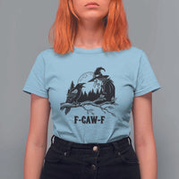 F Caw F Gothic Raven and Witch T Shirt For Women Funny Halloween Spooky October Vibes - Wonder Print Shop