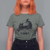 F Caw F Gothic Raven and Witch T Shirt For Women Funny Halloween Spooky October Vibes - Wonder Print Shop