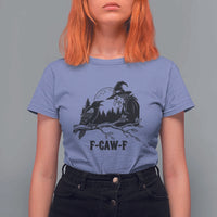 F Caw F Gothic Raven and Witch T Shirt For Women Funny Halloween Spooky October Vibes - Wonder Print Shop