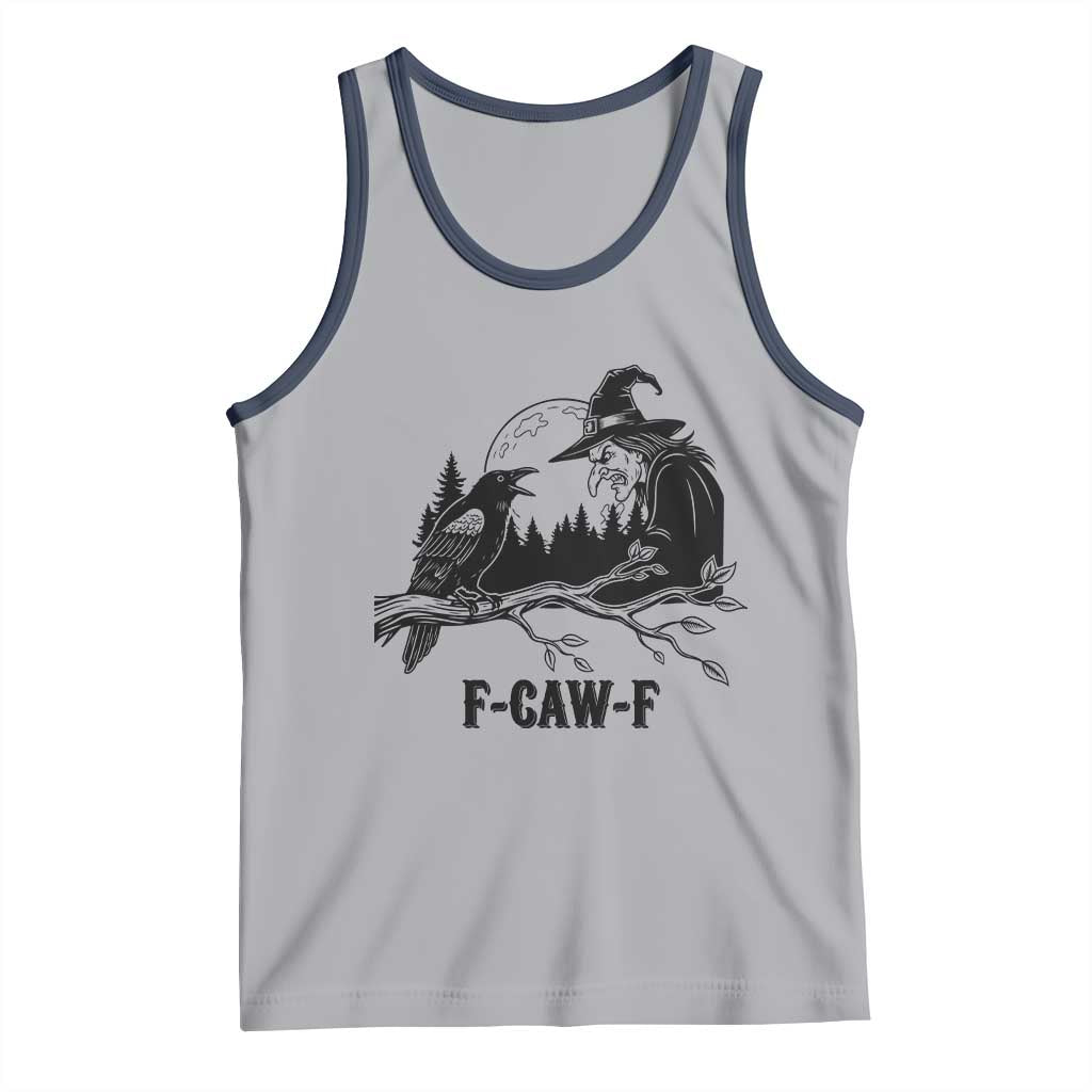 F Caw F Gothic Raven and Witch Tank Top Funny Halloween Spooky October Vibes - Wonder Print Shop