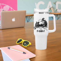 F Caw F Gothic Raven and Witch Tumbler With Handle Funny Halloween Spooky October Vibes - Wonder Print Shop