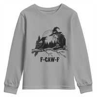 F Caw F Gothic Raven and Witch Youth Sweatshirt Funny Halloween Spooky October Vibes - Wonder Print Shop