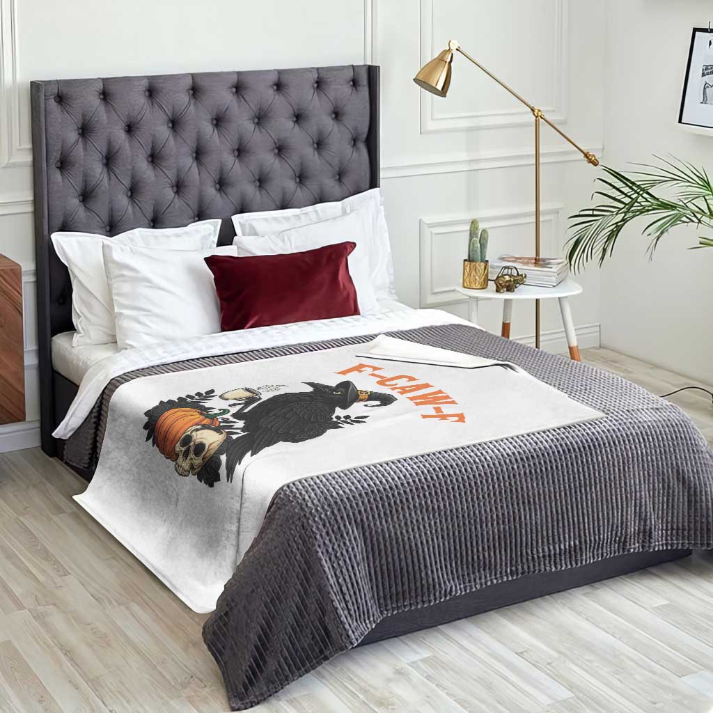 F Caw F Raven Witch Coffee Throw Blanket Funny Halloween Sarcastic Gothic Bird with Attitude - Wonder Print Shop
