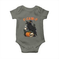 F Caw F Raven Witch Coffee Baby Onesie Funny Halloween Sarcastic Gothic Bird with Attitude - Wonder Print Shop