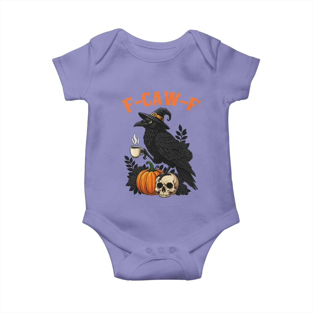 F Caw F Raven Witch Coffee Baby Onesie Funny Halloween Sarcastic Gothic Bird with Attitude - Wonder Print Shop