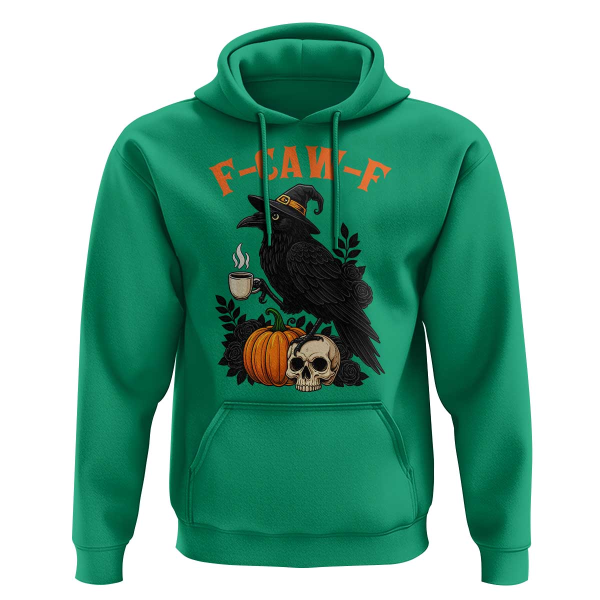 F Caw F Raven Witch Coffee Hoodie Funny Halloween Sarcastic Gothic Bird with Attitude - Wonder Print Shop