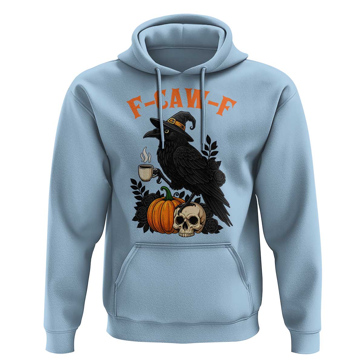 F Caw F Raven Witch Coffee Hoodie Funny Halloween Sarcastic Gothic Bird with Attitude - Wonder Print Shop