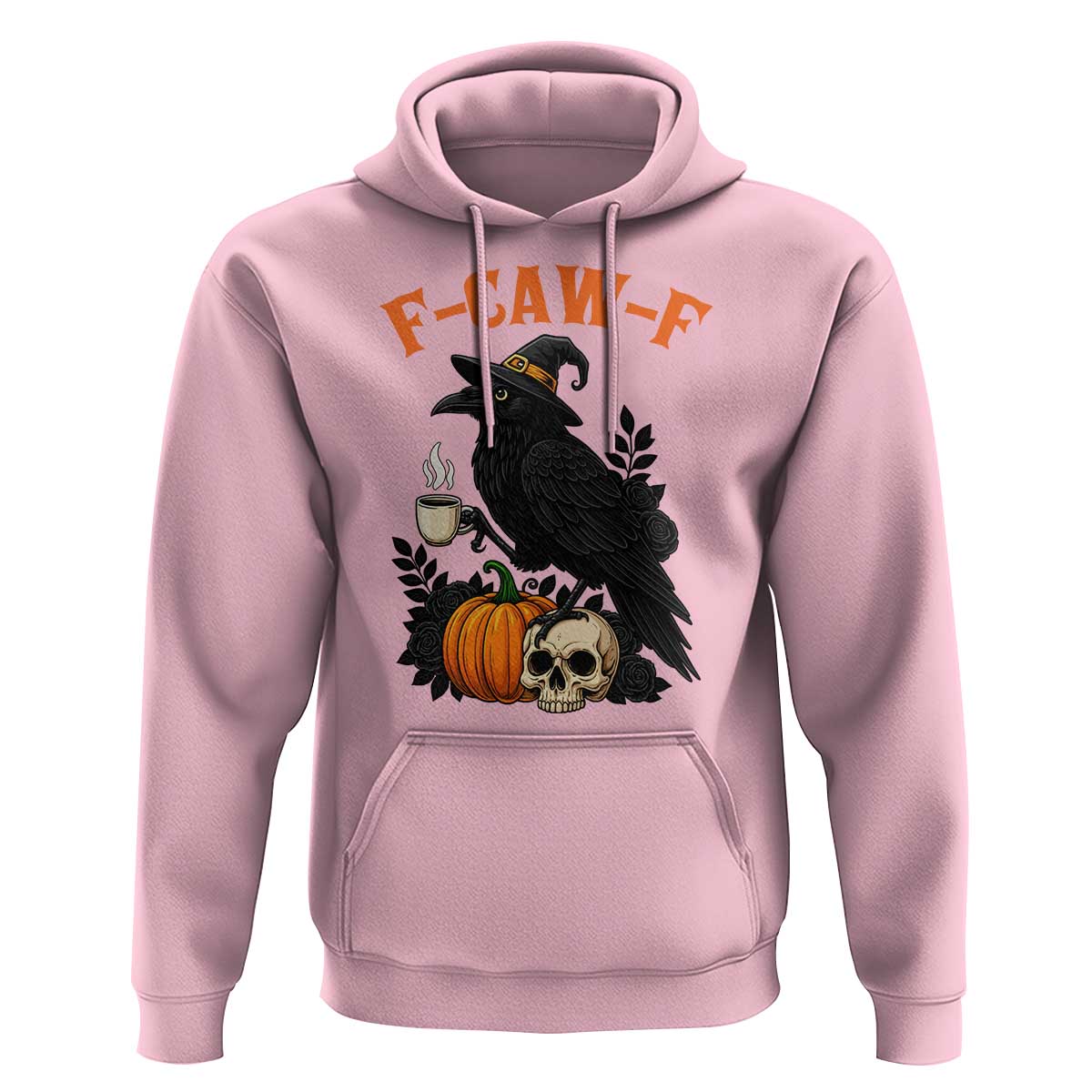 F Caw F Raven Witch Coffee Hoodie Funny Halloween Sarcastic Gothic Bird with Attitude - Wonder Print Shop