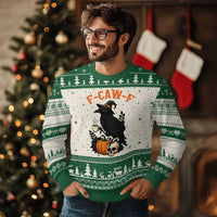 F Caw F Raven Witch Coffee Ugly Christmas Sweater Funny Halloween Sarcastic Gothic Bird with Attitude - Wonder Print Shop