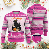F Caw F Raven Witch Coffee Ugly Christmas Sweater Funny Halloween Sarcastic Gothic Bird with Attitude - Wonder Print Shop