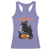 F Caw F Raven Witch Coffee Racerback Tank Top Funny Halloween Sarcastic Gothic Bird with Attitude - Wonder Print Shop