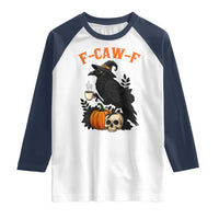 F Caw F Raven Witch Coffee Raglan Shirt Funny Halloween Sarcastic Gothic Bird with Attitude - Wonder Print Shop