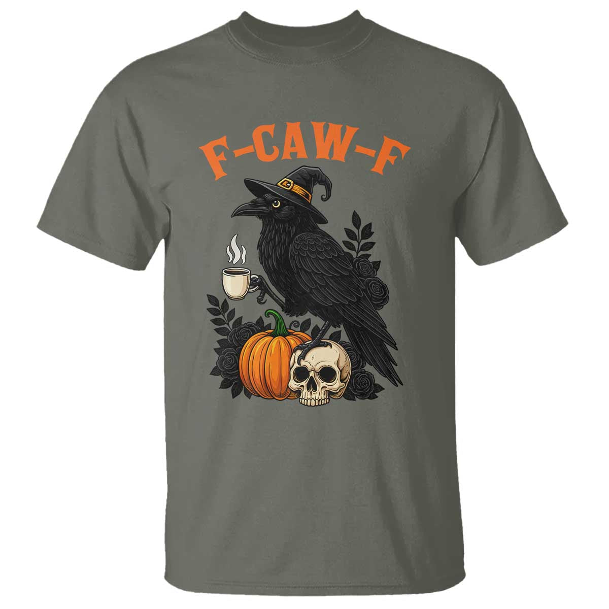 F Caw F Raven Witch Coffee T Shirt Funny Halloween Sarcastic Gothic Bird with Attitude - Wonder Print Shop