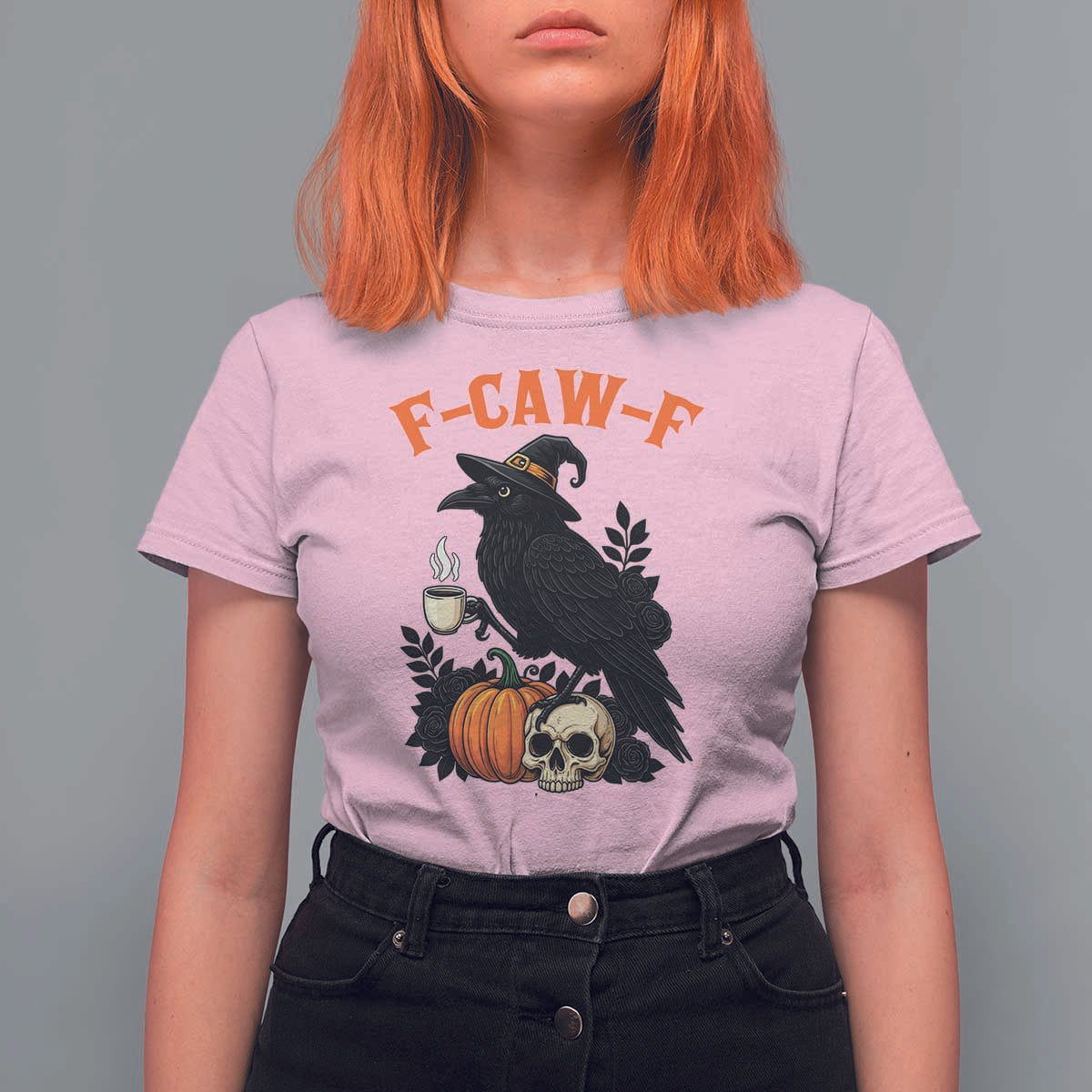 F Caw F Raven Witch Coffee T Shirt For Women Funny Halloween Sarcastic Gothic Bird with Attitude - Wonder Print Shop