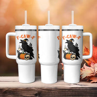 F Caw F Raven Witch Coffee Tumbler With Handle Funny Halloween Sarcastic Gothic Bird with Attitude - Wonder Print Shop