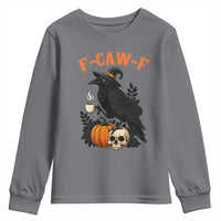 F Caw F Raven Witch Coffee Youth Sweatshirt Funny Halloween Sarcastic Gothic Bird with Attitude - Wonder Print Shop