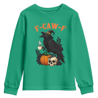 F Caw F Raven Witch Coffee Youth Sweatshirt Funny Halloween Sarcastic Gothic Bird with Attitude - Wonder Print Shop