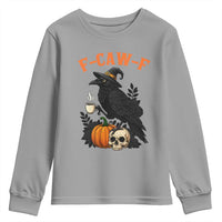 F Caw F Raven Witch Coffee Youth Sweatshirt Funny Halloween Sarcastic Gothic Bird with Attitude - Wonder Print Shop