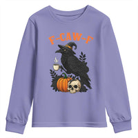 F Caw F Raven Witch Coffee Youth Sweatshirt Funny Halloween Sarcastic Gothic Bird with Attitude - Wonder Print Shop