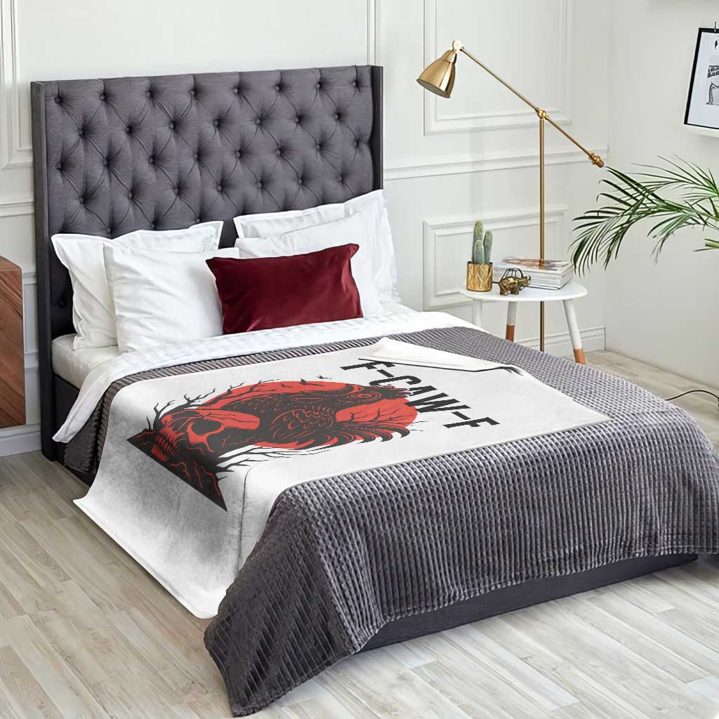 F Caw F Gothic Chicken Horror Throw Blanket Creepy Skull Rooster Halloween Dark Humor - Wonder Print Shop