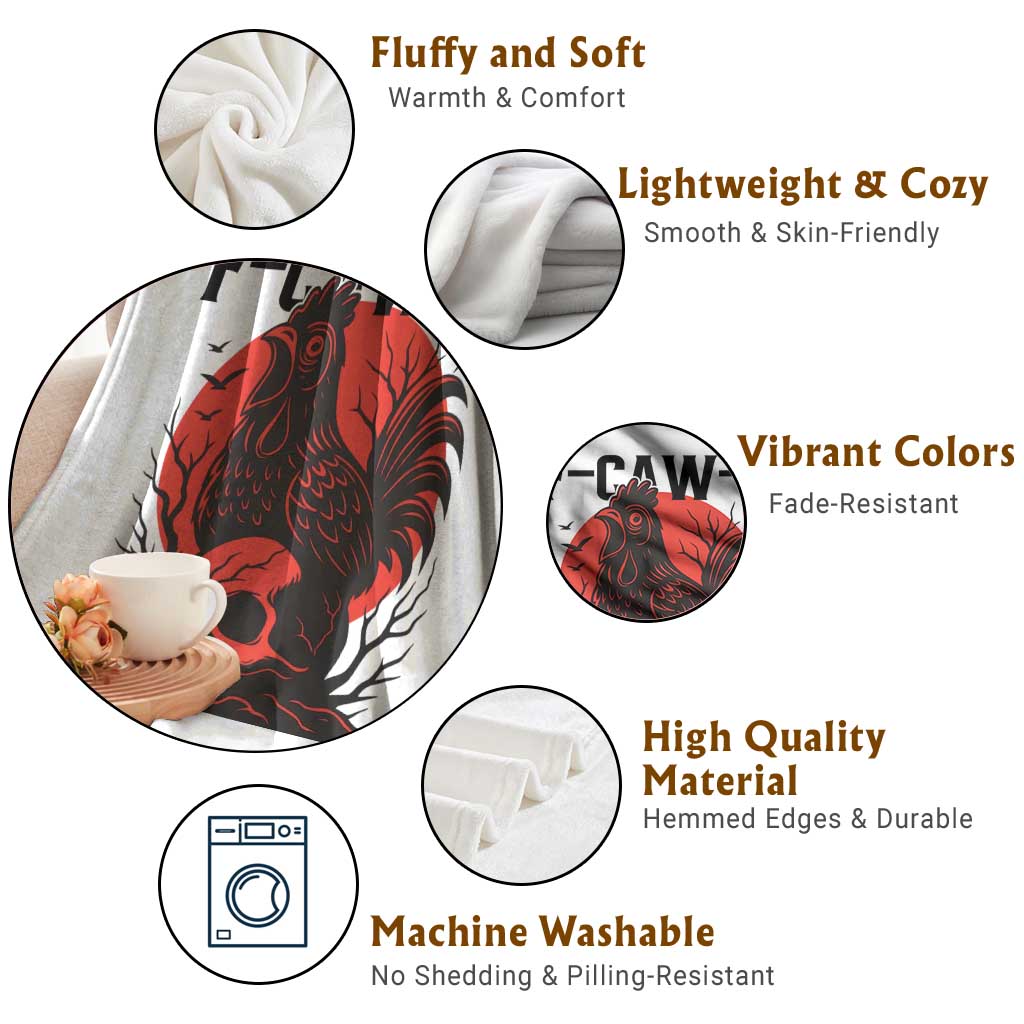 F Caw F Gothic Chicken Horror Throw Blanket Creepy Skull Rooster Halloween Dark Humor - Wonder Print Shop