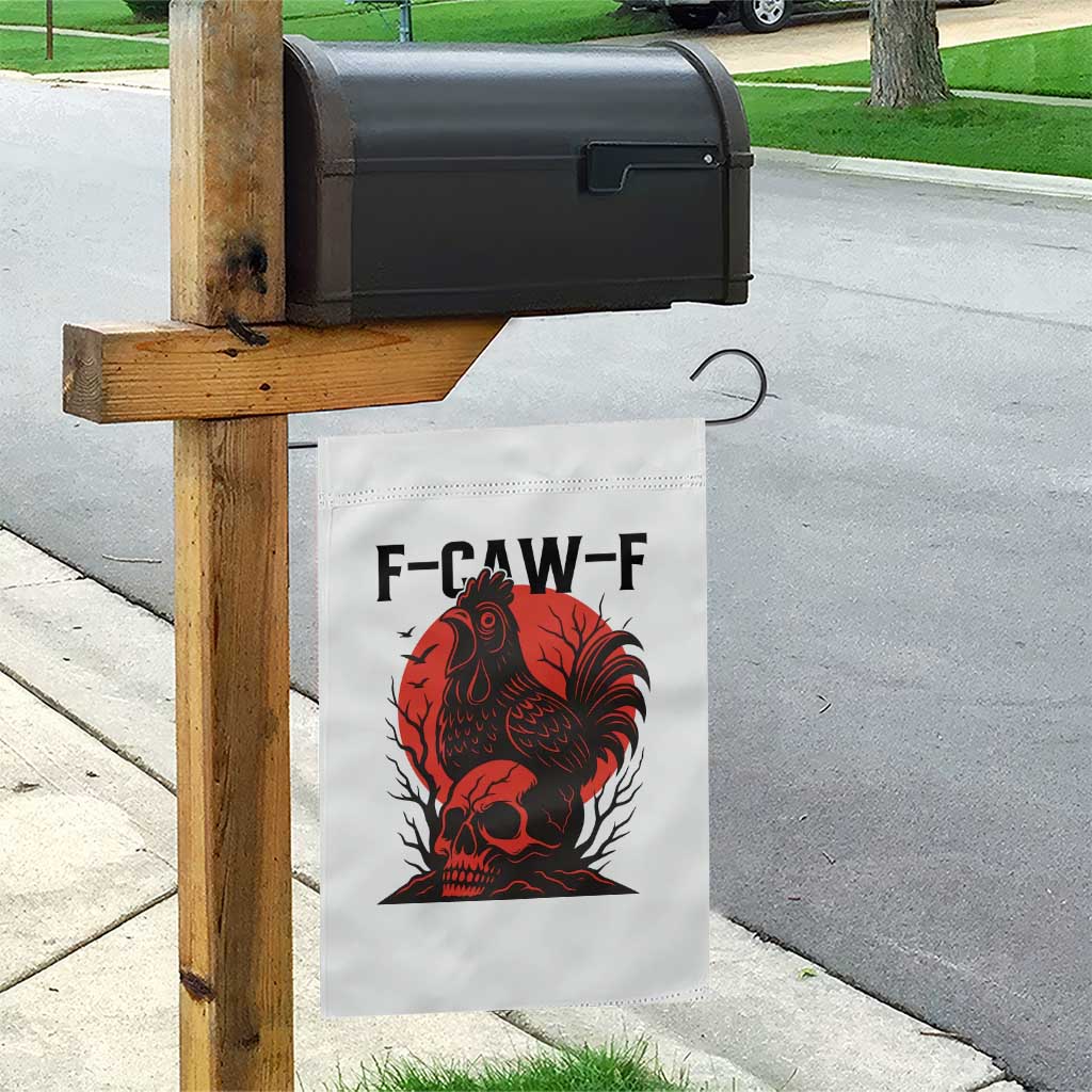 F Caw F Gothic Chicken Horror Garden Flag Creepy Skull Rooster Halloween Dark Humor - Wonder Print Shop