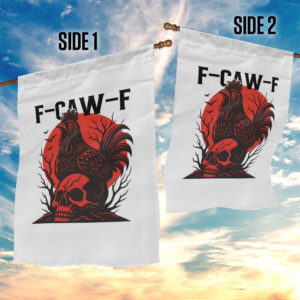F Caw F Gothic Chicken Horror Garden Flag Creepy Skull Rooster Halloween Dark Humor - Wonder Print Shop