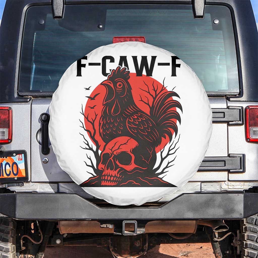 F Caw F Gothic Chicken Horror Spare Tire Cover Creepy Skull Rooster Halloween Dark Humor - Wonder Print Shop
