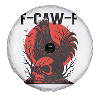 F Caw F Gothic Chicken Horror Spare Tire Cover Creepy Skull Rooster Halloween Dark Humor - Wonder Print Shop