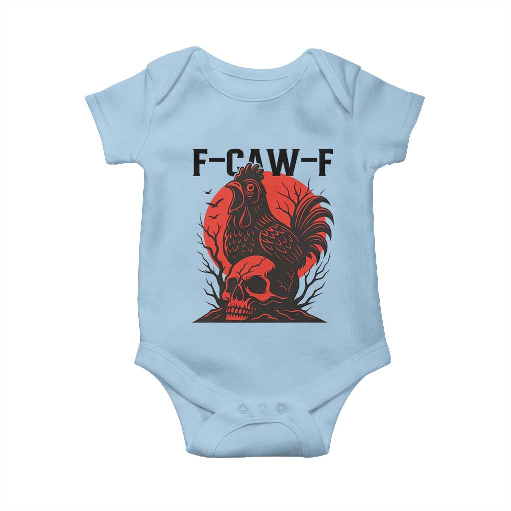 F Caw F Gothic Chicken Horror Baby Onesie Creepy Skull Rooster Halloween Dark Humor - Wonder Print Shop