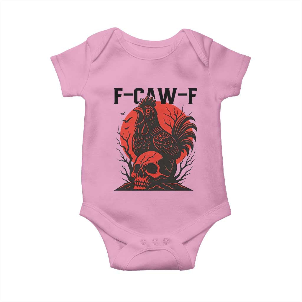 F Caw F Gothic Chicken Horror Baby Onesie Creepy Skull Rooster Halloween Dark Humor - Wonder Print Shop