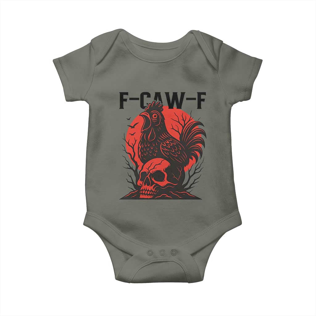 F Caw F Gothic Chicken Horror Baby Onesie Creepy Skull Rooster Halloween Dark Humor - Wonder Print Shop