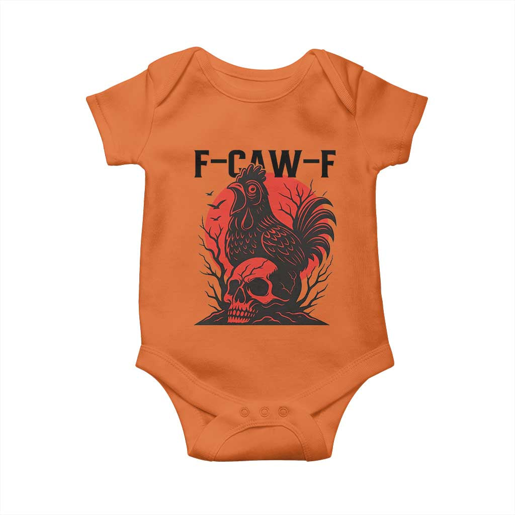 F Caw F Gothic Chicken Horror Baby Onesie Creepy Skull Rooster Halloween Dark Humor - Wonder Print Shop