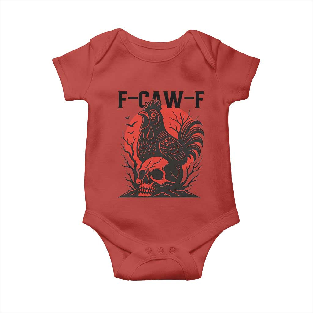 F Caw F Gothic Chicken Horror Baby Onesie Creepy Skull Rooster Halloween Dark Humor - Wonder Print Shop