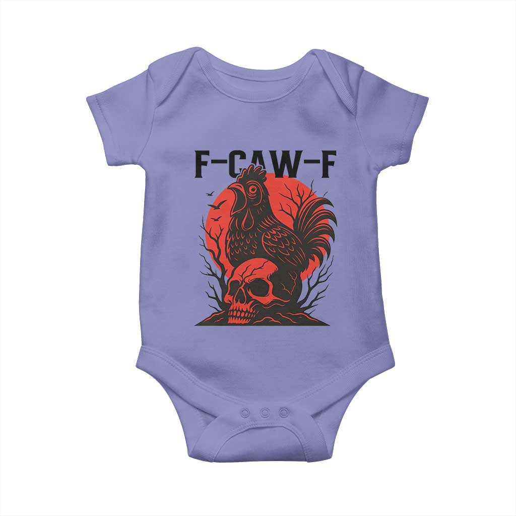 F Caw F Gothic Chicken Horror Baby Onesie Creepy Skull Rooster Halloween Dark Humor - Wonder Print Shop