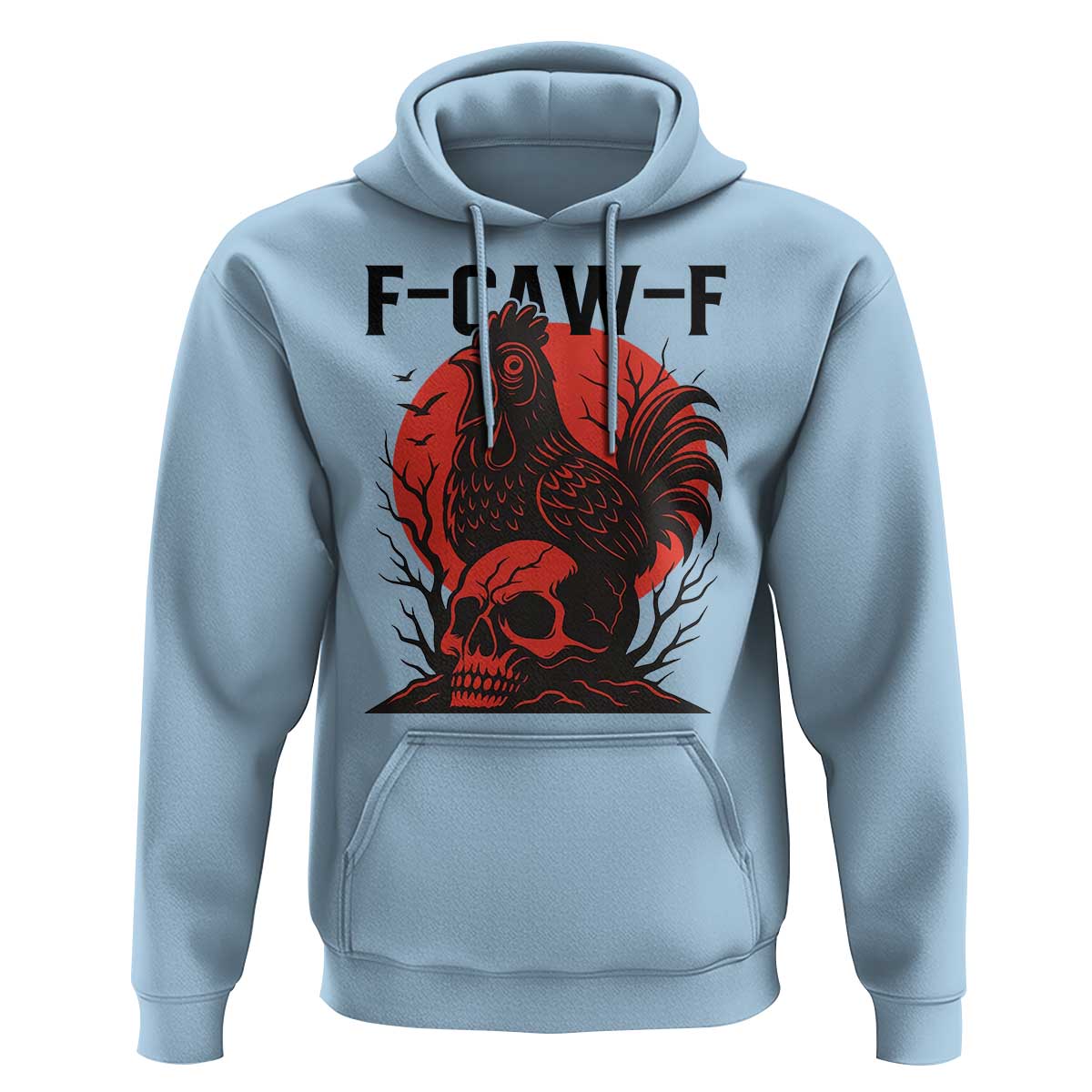 F Caw F Gothic Chicken Horror Hoodie Creepy Skull Rooster Halloween Dark Humor - Wonder Print Shop