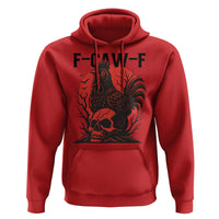 F Caw F Gothic Chicken Horror Hoodie Creepy Skull Rooster Halloween Dark Humor - Wonder Print Shop