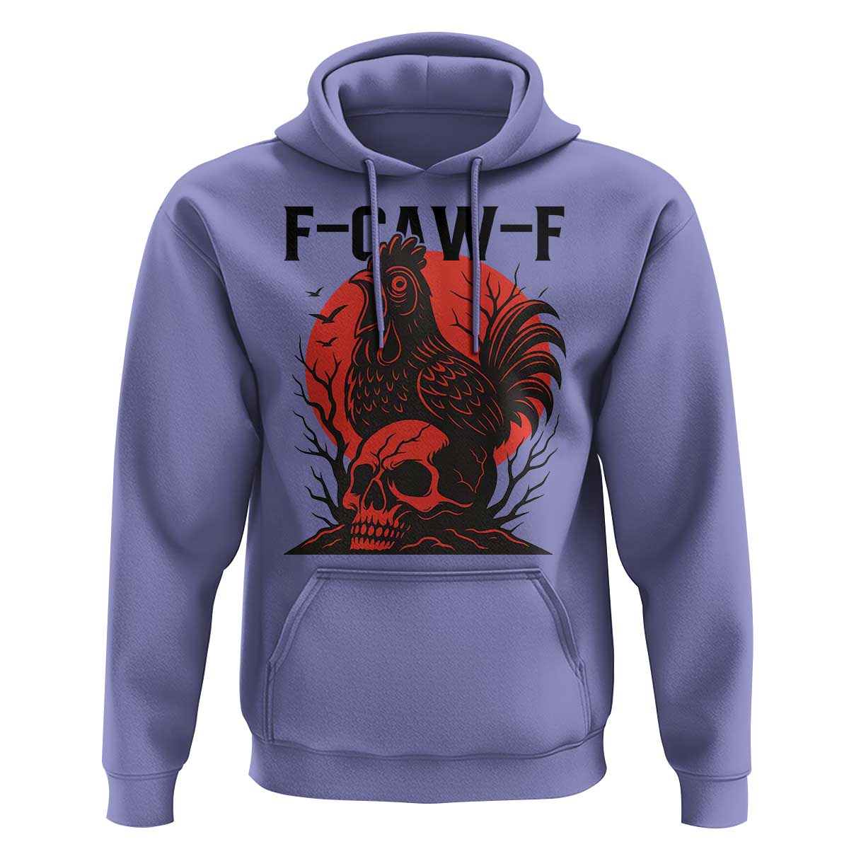 F Caw F Gothic Chicken Horror Hoodie Creepy Skull Rooster Halloween Dark Humor - Wonder Print Shop