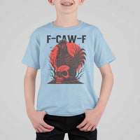 F Caw F Gothic Chicken Horror T Shirt For Kid Creepy Skull Rooster Halloween Dark Humor - Wonder Print Shop